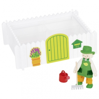 Poppenhuis Buigpoppetje Tuinman met Tuin